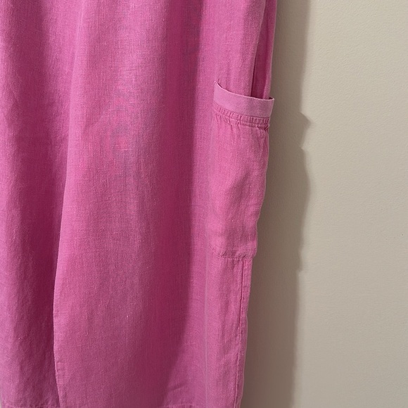 FLAX Designs Full Time Pant Linen Drawstring Pants Wide Leg Pink Sz Medium Beach - Picture 3 of 11